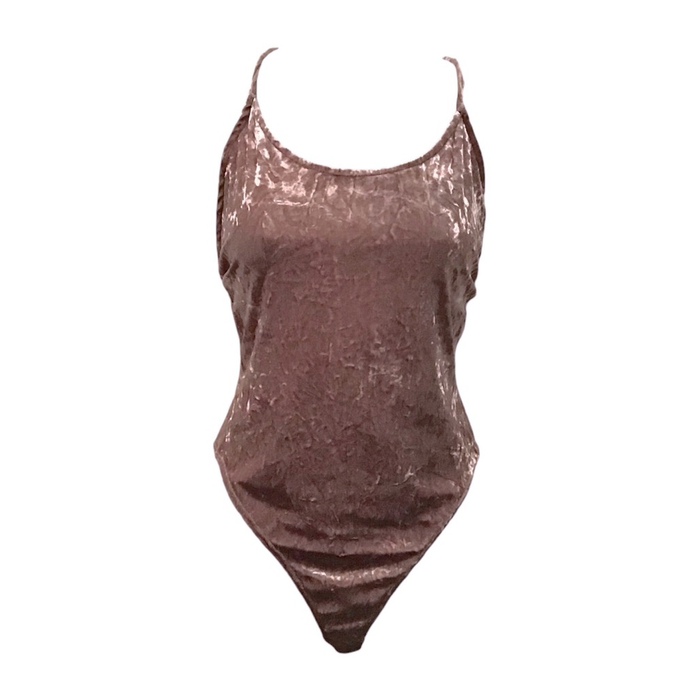 Full Tilt Women’s Swimsuit Gold Crushed Velvet Criss Cross Straps Summer Sz Med…